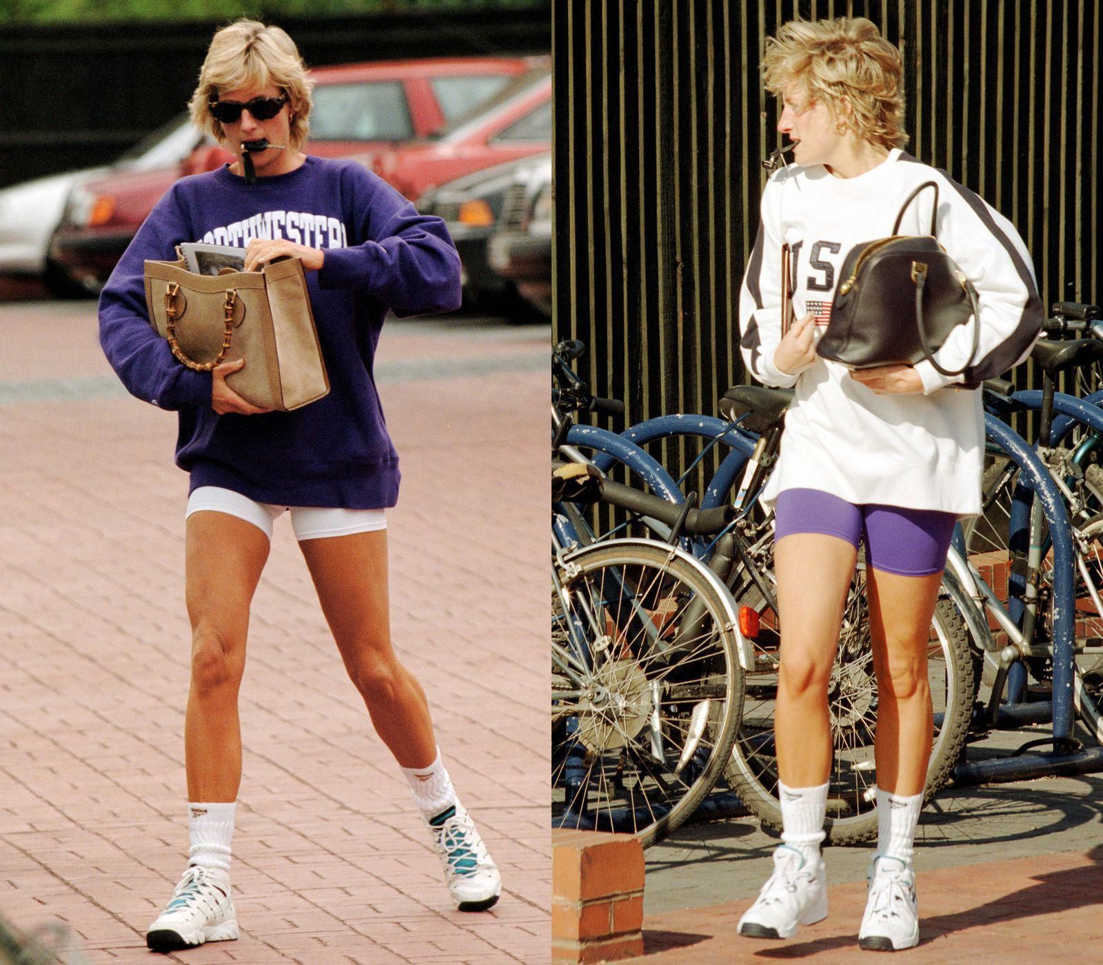 Vương phi Diana mặc trang phục thể thao với áo sweater và quần đạp xe