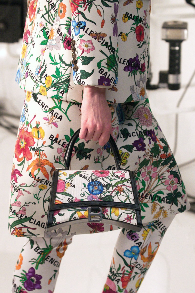 Gucci x Balenciaga hourglass bag with floral print