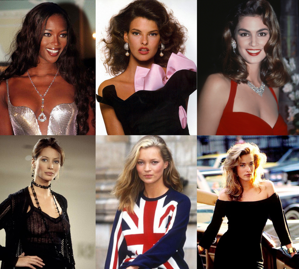 nhóm siêu mẫu big six thập niên 90 Naomi Campbell Kate Moss