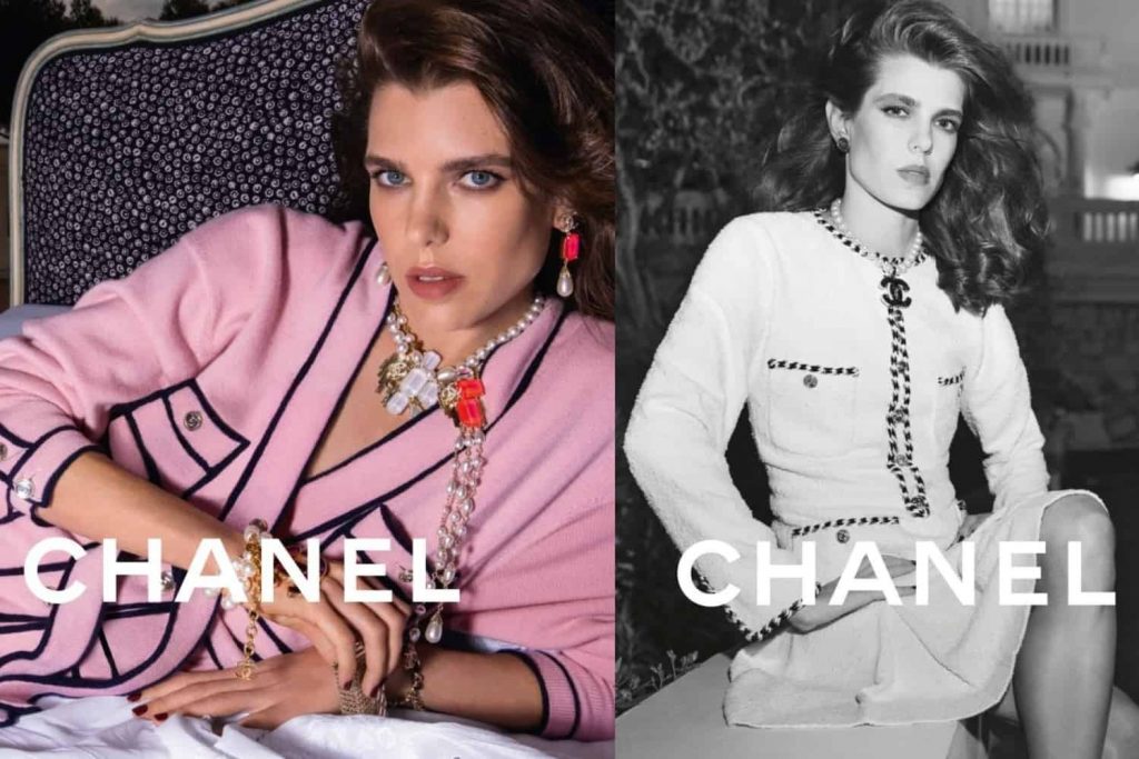 Công chúa Charlotte Casiraghi quảng cáo cho Chanel mặc bộ trắng và hồng