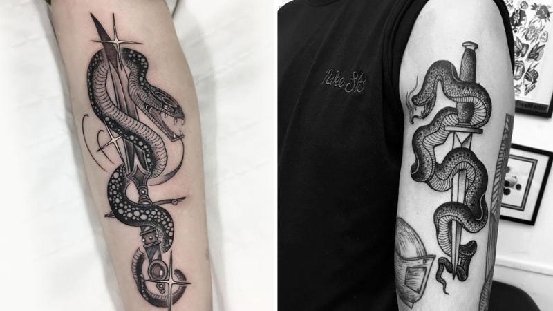 Hình tattoo rắn  trên bắp tay